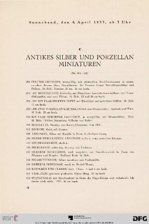 Antikes Silber und Porzellan - Miniaturen (Nr. 290-412)
