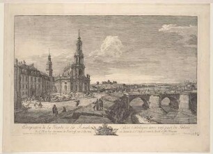 Dresden vom linken Elbufer oberhalb der Augustusbrücke (Die Hofkirche)