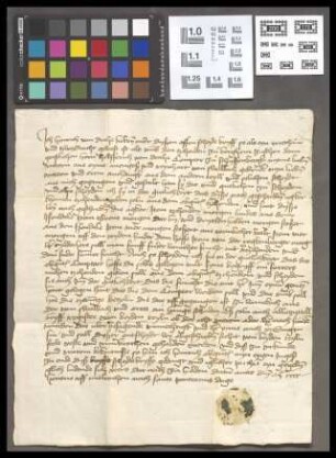 Bergheim: Heinrich v. Trohe scheidet um den Zehnten zu Bergheim zwischen Helfrich v. Trohe Komtur zu Schiffenberg an einem, Mengoß und Reinhart v....