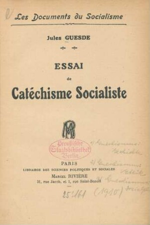 Essai de catéchisme socialiste