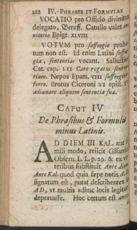 Capvt IV. De Phrasibus & Formulis minus Latinis.
