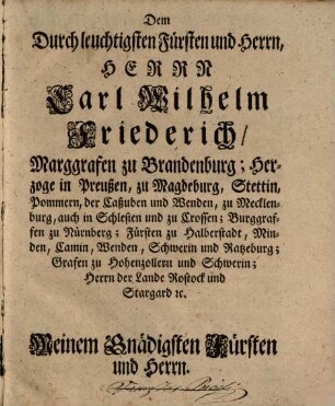 Brandenburgische Merckwürdigkeiten zur Erläuterung der Geschichte des Durchleuchtigsten Hauses Onolzbach, 1. 1737
