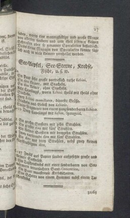 See-Aepfel, See-Sterne, Krebse, Fische, u.s.w.