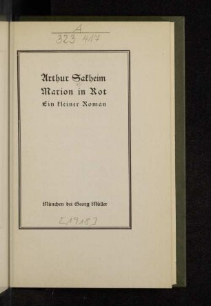 Marion in Rot : ein kleiner Roman