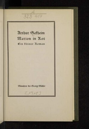 Marion in Rot : ein kleiner Roman