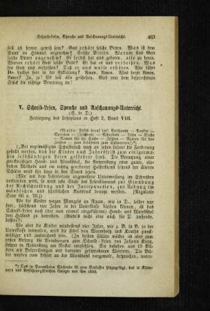 Schreib-Lesen, Sprache und Anschauungs-Unterricht : Fortsetzung des Lehrplans in Heft 2, Band VIII