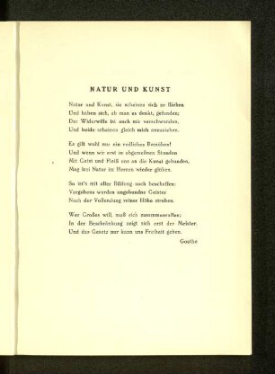 Natur und Kunst [Gedicht von Goethe]