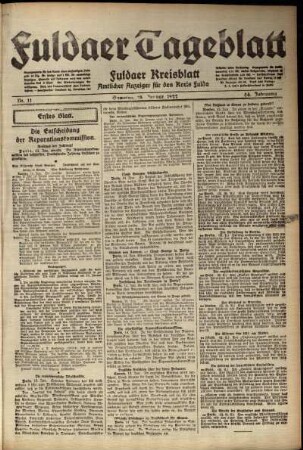 Erste Ausgabe vom Samstag, den 14. Januar 1922.