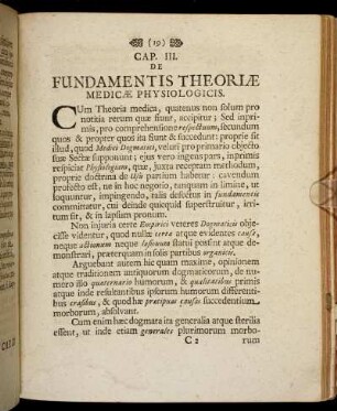 Cap. III. De Fundamentis Theoriæ Medicæ Physiologicis.