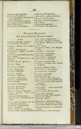 Viertes Register der schwedischen Benennungen