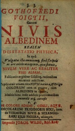 Contra nivis albedinem realem dissertatio physica