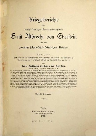 Kriegsberichte des Königl. Dänischen General-Feldmarschalls Ernst Albrecht von Eberstein aus dem zweiten schwedisch-dänischen Kriege