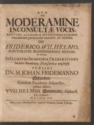 De Moderamine Inconsultae Vocis