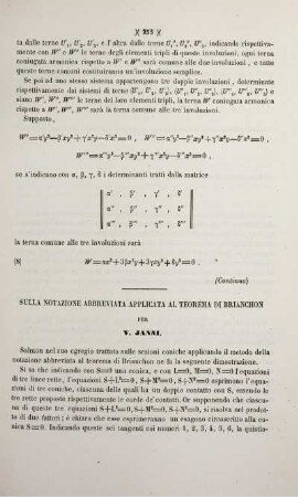 Sulla notazione abbreviata applicata al teorema di Brianchon.