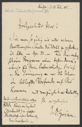 Brief an Hans von Bülow : 10.02.1885