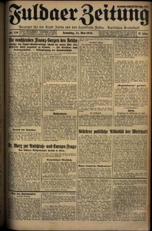 Erste Ausgabe vom Samstag, den 24. Mai 1930.