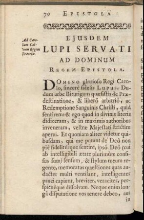 Ejusdem Lupi Servati Ad Dominum Regem Epistola.