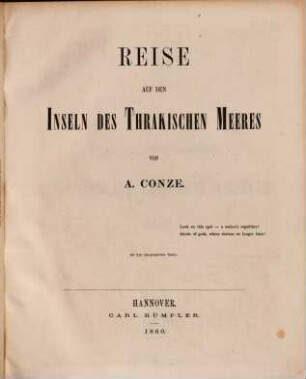 Reise auf den Inseln des thrakischen Meeres