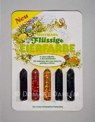 Verpackung mit flüssiger Eierfarbe