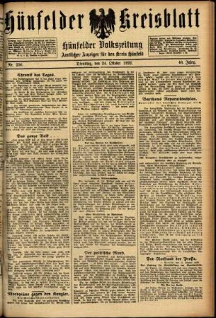 Ausgabe vom Dienstag, den 24. Oktober 1922.
