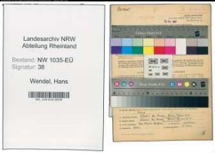 Entnazifizierung Hans Wendel , geb. 17.02.1906 (Kaufmaennischer Angestellter)