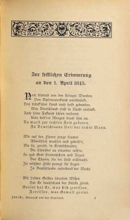 Bismarck und das deutsche Vaterland im zeitgenössischen Lied