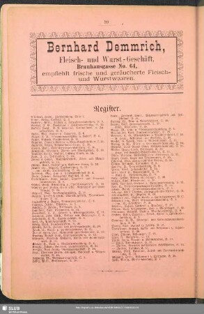 Alphabetisches Register des Geschäftsanzeiger