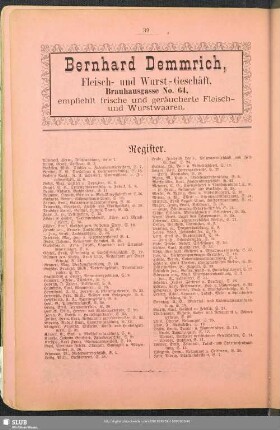 Alphabetisches Register des Geschäftsanzeiger