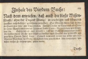 Inhalt des Vierdten Buchs: