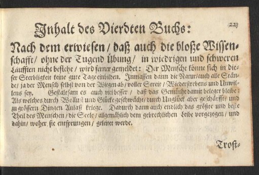 Inhalt des Vierdten Buchs: