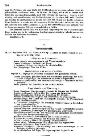 384, V. Vereinschronik