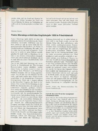 Pastor Mansinga erlebt das Unglücksjahr 1850 in Friedrichstadt