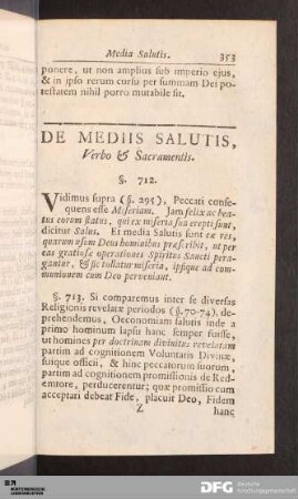 De Mediis Salutis, Verbo & Sacramentis.