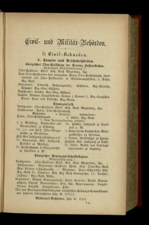 Civil- und Militär-Behörden, sowie die Vereine und Anstalten