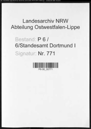 Sterberegister Standesamt Dortmund-Mitte I