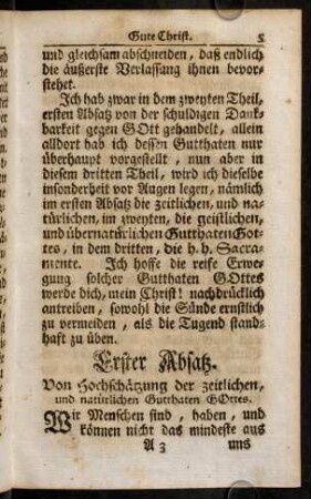 5-101, Erster Absatz. Von der Hochschätzung der zeitlichen und natürlichen Gutthaten Gottes.