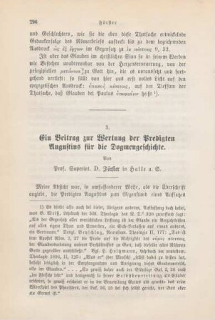 296-315 Ein Beitrag zur Wertung der Predigten Augustins für die Dogmengeschichte