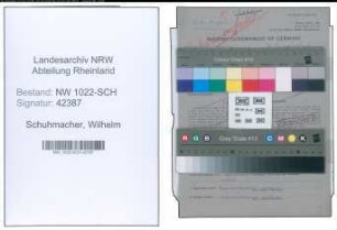 Entnazifizierung Wilhelm Schuhmacher , geb. 17.05.1896 (Postbeamter)