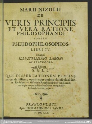 Libri IV de veris principiis et vera ratione philosophandi