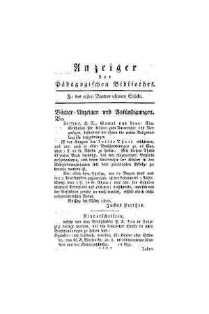 Anzeiger der Pädagogischen Bibliothek