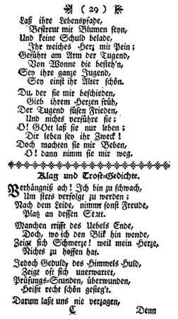 Klag und Trost-Gedicht