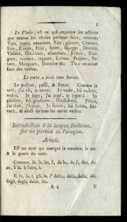 Introduction à la langue Italienne, sur les parties de l'oraison