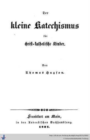 Der kleine Katechismus für christ-katholische Kinder