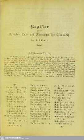Register zu den slavischen Orts- und Flurnamen der Oberlausitz : (Schluß)