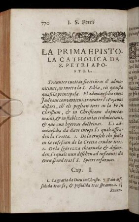 La Prima Epistola Catholica Da S. Petri Apostel.