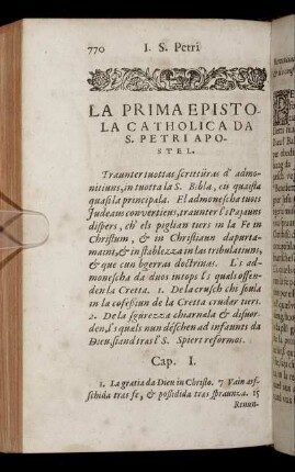 La Prima Epistola Catholica Da S. Petri Apostel.