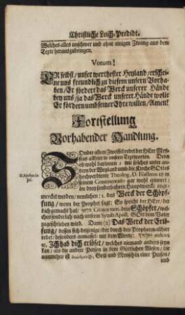 Fortstellung Vorhabender Handlung.