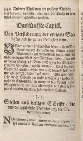 Das fünffte Capitl. Von Versicherung der ewigen Seeligkeit, ob sie zu der Heiligkeit diene.