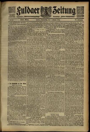 Erste Ausgabe vom Donnerstag, den 03. Oktober 1912.