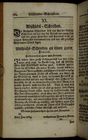 XI. Abschieds-Schreiben.